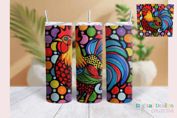 20oz Skinny Tumbler Wrap Retro Rooster Graphics