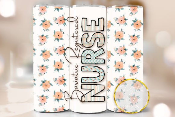 Bariatric Nurse Floral Tumbler Wrap PNG: Graphics for Crafts