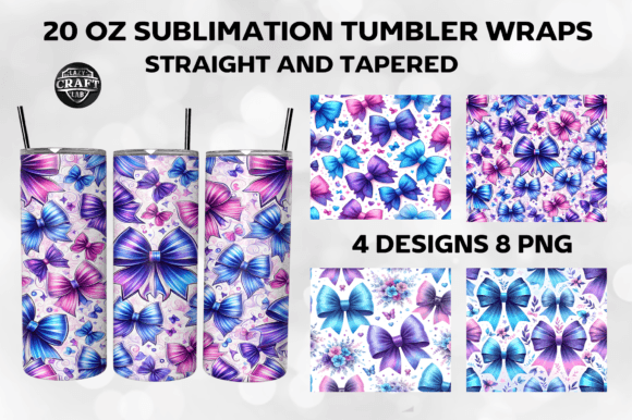 Bow Coquette 20oz Skinny Tumbler Wrap Graphics