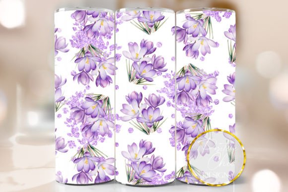 Crocus Tumbler Wrap PNG: Graphics for Crafts & Branding