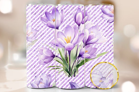 Crocus Tumbler Wrap PNG: Graphics for Crafts Sellers