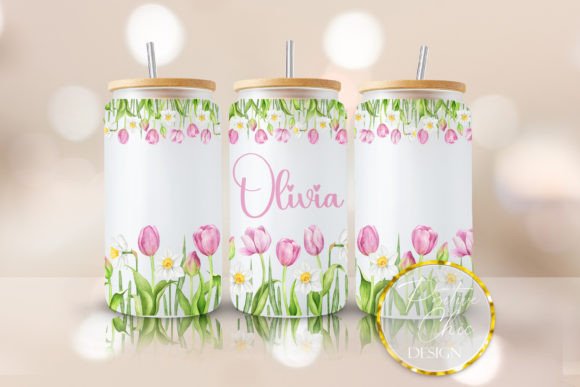 Custom Name Floral Cup Wrap