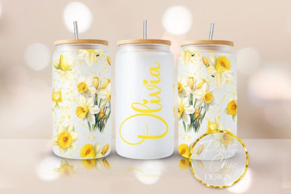 Custom Name Flowers Libbey Glass Cup PNG: Graphics for Crafts & Content