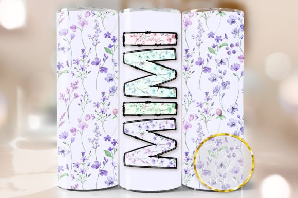 Floral Mothers Day Tumbler Wrap Mimi PNG: Graphics for Crafts & Branding
