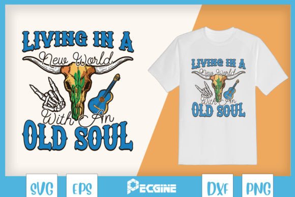 Guitar Skull Old Soul Country Music SVG Graphics