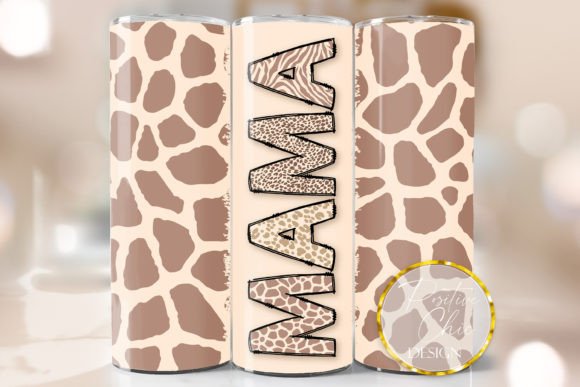 Mama 20 Oz Tumbler Wrap PNG Animal Print