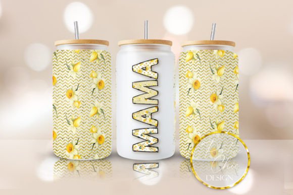 Mama Libbey Cup Wrap PNG Flowers UVDTF Graphics