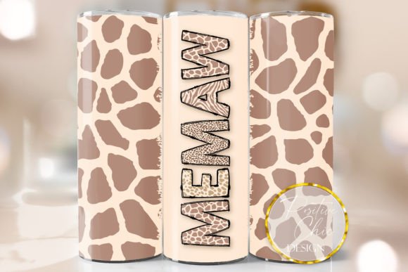 Memaw 20oz Tumbler Wrap PNG Animal Print: Graphics for Crafts