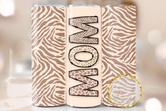 Mom Animal Print Skinny Tumbler Wrap PNG: Graphics for Crafts & Branding