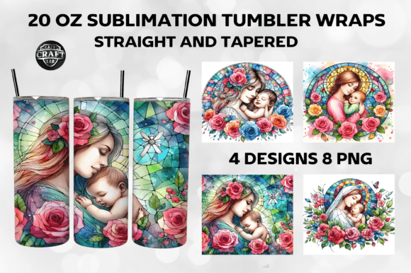 Mother Beby with Roses Tumbler Wrap Graphics