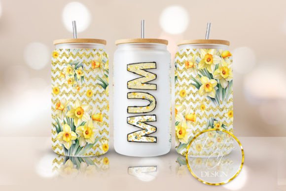 Mum Libbey Glass Cup Wrap PNG UVDTF