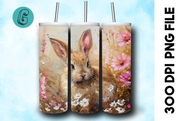 Oil Paint Easter Bunny Tumbler Wrap 21: Graphics & Backgrounds