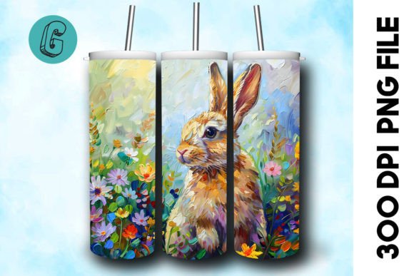 Oil Paint Easter Bunny Tumbler Wrap 35 Graphics Backgrounds