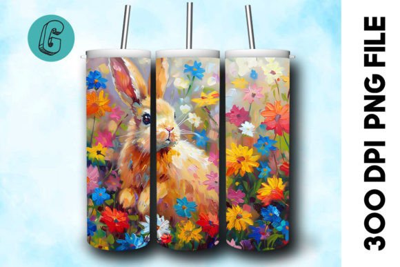 Oil Paint Easter Bunny Tumbler Wrap 39: Graphics & Backgrounds