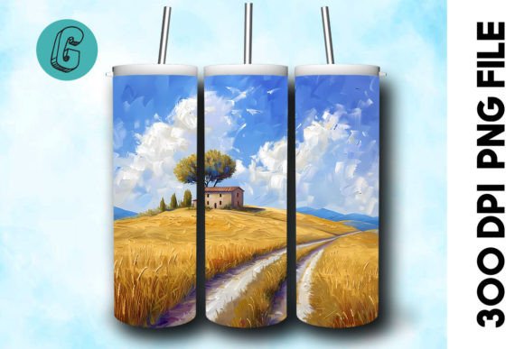 Oil Paint Landscape Tumbler Wrap 40 Graphics & Backgrounds