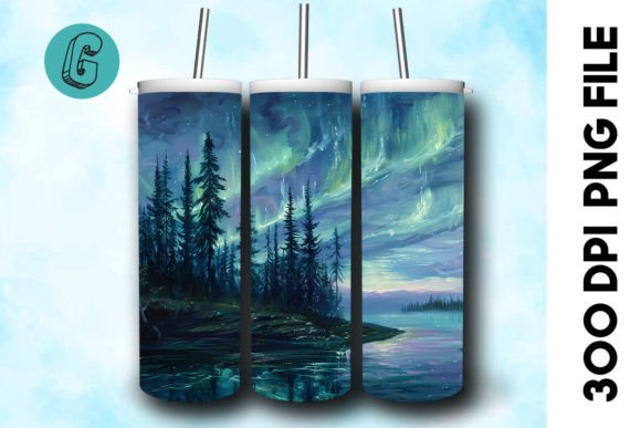 Oil Paint Northern Light Tumbler Wrap 21 Graphics & Backgrounds