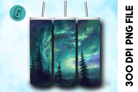 Oil Paint Northern Light Tumbler Wrap 29 Graphics & Backgrounds
