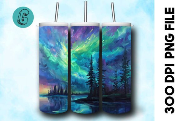 Oil Paint Northern Light Tumbler Wrap 35 Graphics & Backgrounds