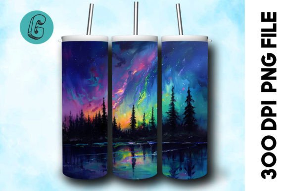 Oil Paint Northern Light Tumbler Wrap 39 Graphics & Backgrounds