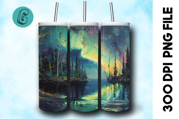 Oil Paint Northern Light Tumbler Wrap 40 Graphics & Backgrounds