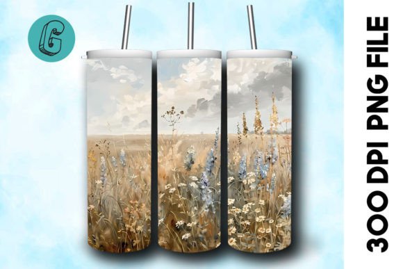 Oil Paint Wildflowers Tumbler Wrap 37 Graphics & Backgrounds
