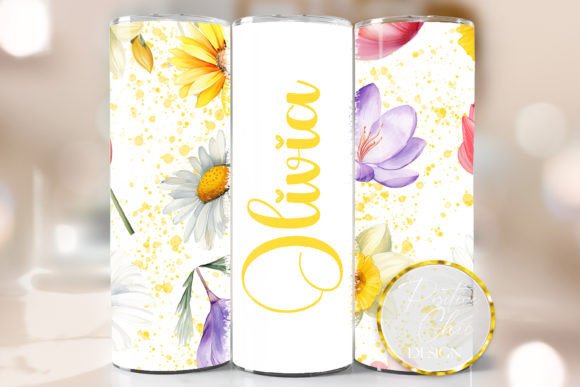 Personalized Floral Tumbler Design PNG: Graphics for Crafts-Driven Branding