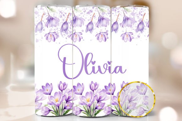 Personalized Flowers Tumbler PNG Design