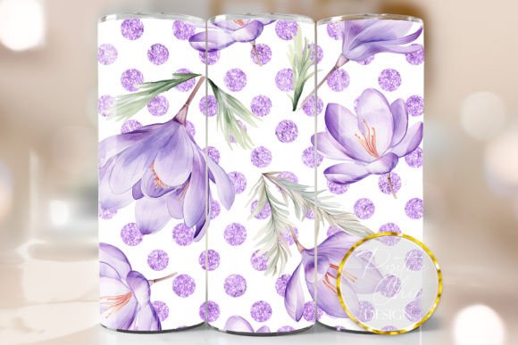 Purple Flowers 20 Oz Tumbler Wrap PNG: Graphics for Crafts