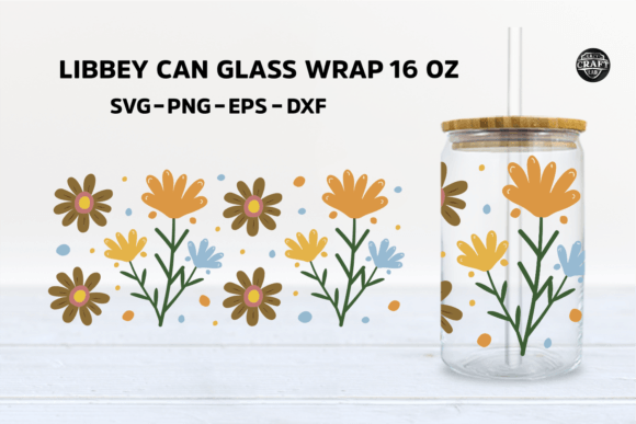 Spring Flowers Libbey Can Glass 16oz SVG: Graphics & Tumbler Wraps