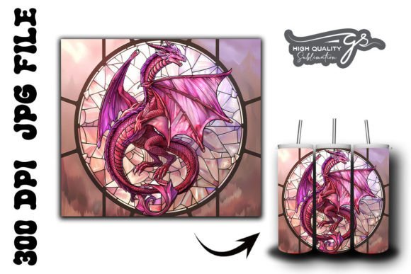 Stained Glass Dragon Tumbler Wrap 34