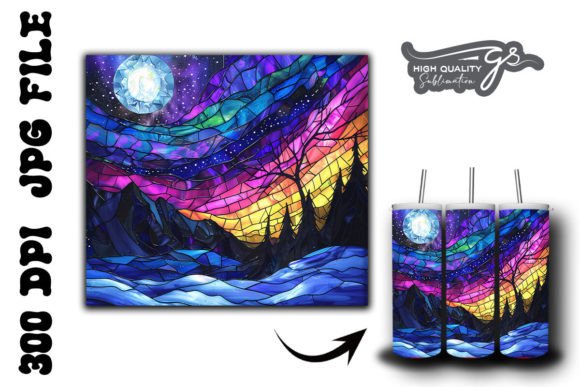 Stained Northern Lights Tumbler Wrap 38 Graphics & Backgrounds