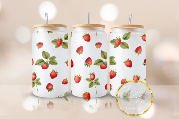 Strawberry Libbey Glass Can Wrap Tumbler: Graphics for Crafts & Branding